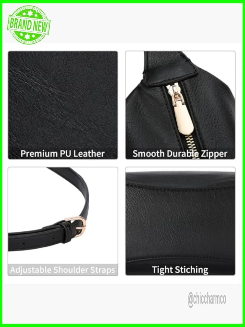Soft Foldable PU Leather Hobo Tote Crossbody Shoulder Bag Large Capacity